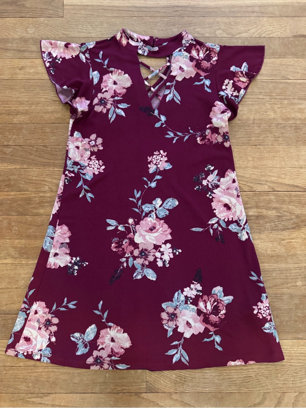 Living Doll Women's Purple Floral A-Line Mini Dress - Size Small
 b8